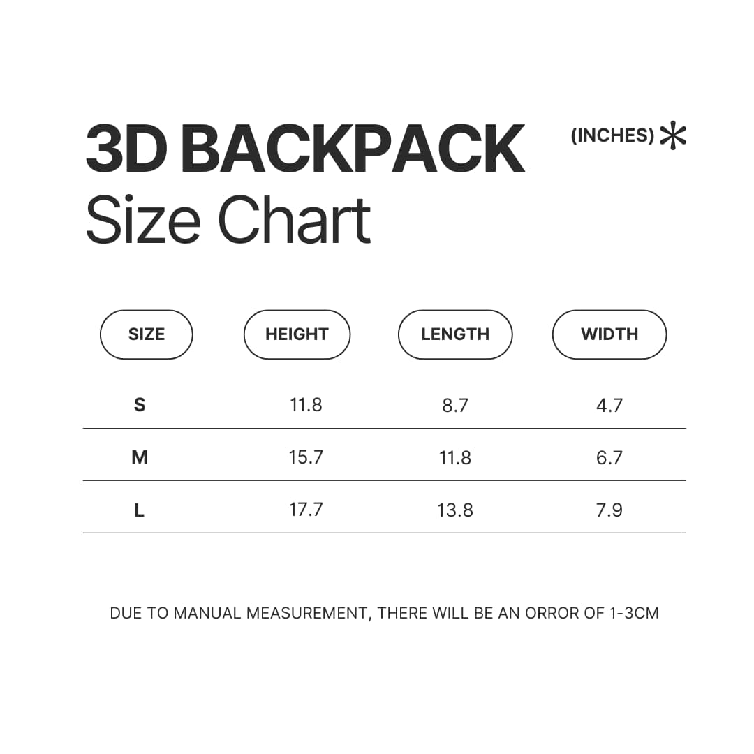 3D Backpack Size Chart - Daffy Duck Merch