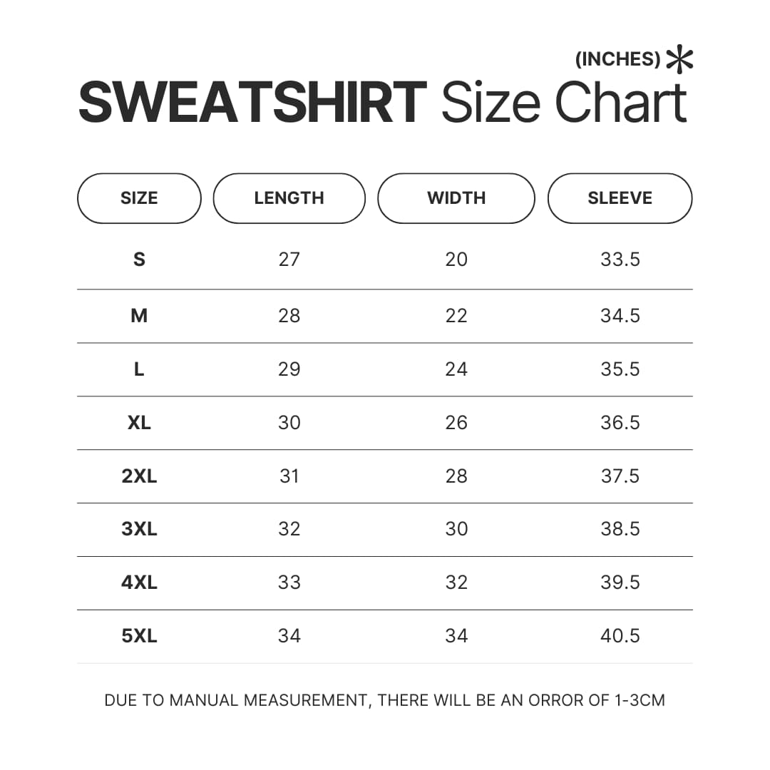 Sweatshirt Size Chart - Daffy Duck Merch