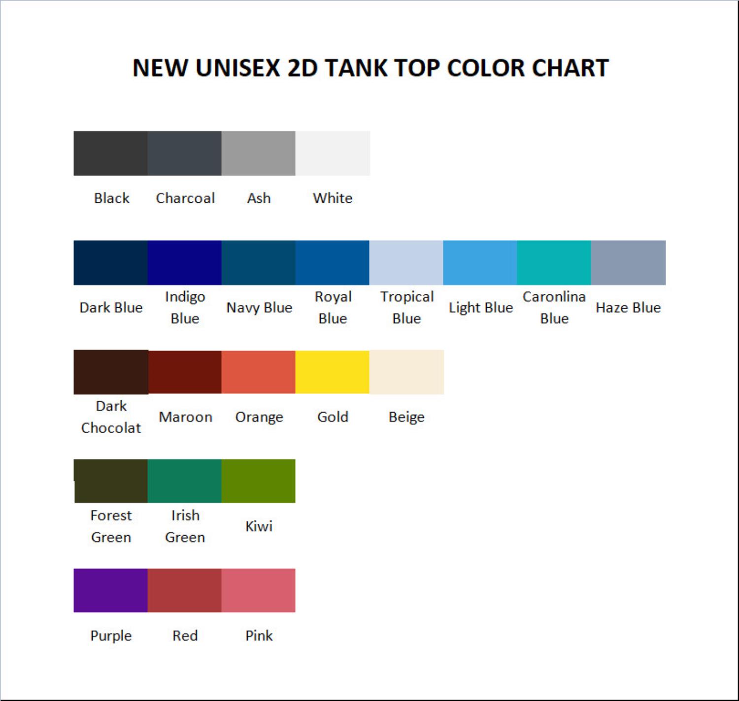 tank top color chart - Daffy Duck Merch